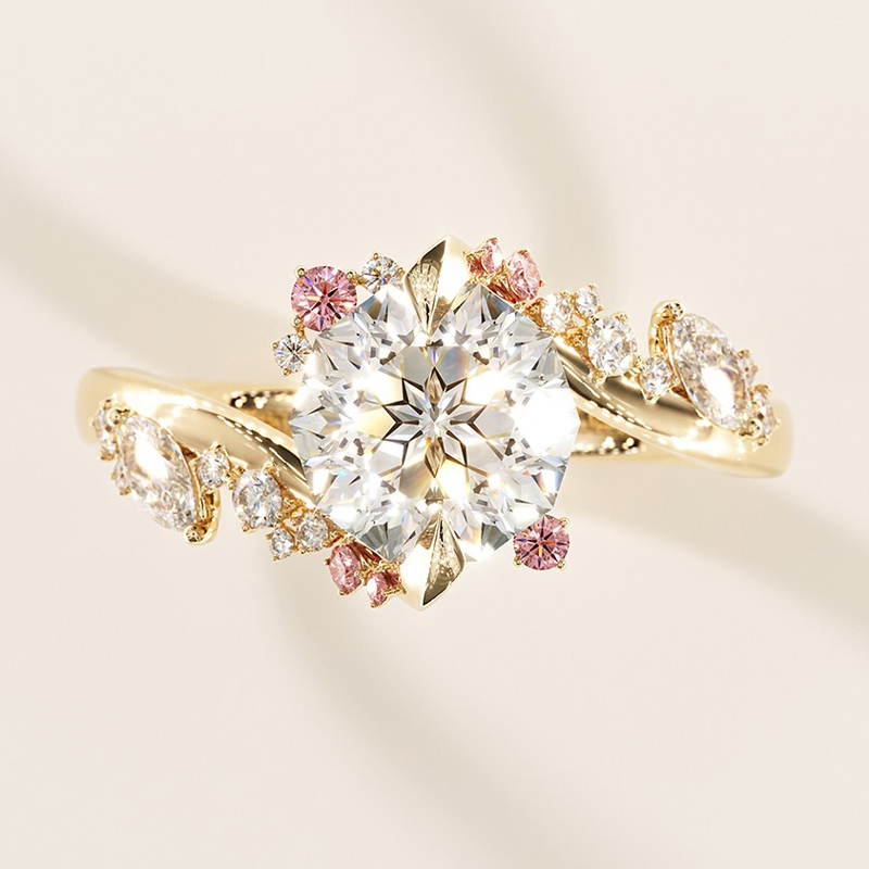 Sotiya Bypass Sidestones Round Cut Engagement Ring Sterling Silver-Sotiya