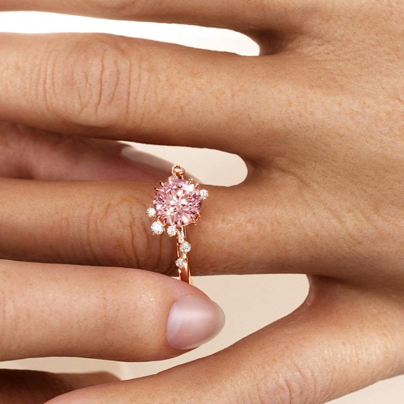 Sotiya Round Cut Sidestones Engagement Ring Sterling Silver-Sotiya