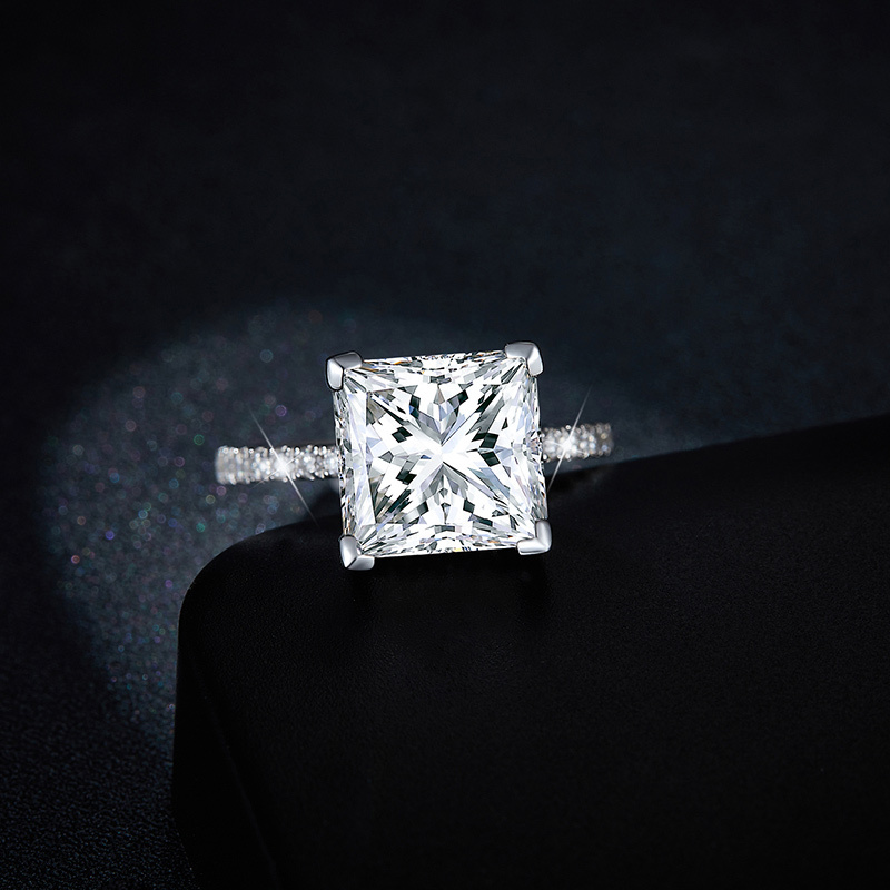 Sotiya Hidden Halo Princess Cut Moissanite Engagement Ring Sterling Silver-Sotiya