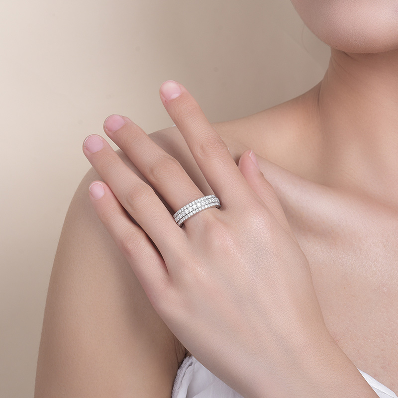 Sotiya Rotating Soothe Round Cut Moissanite Women's Wedding Ring Sterling Silver