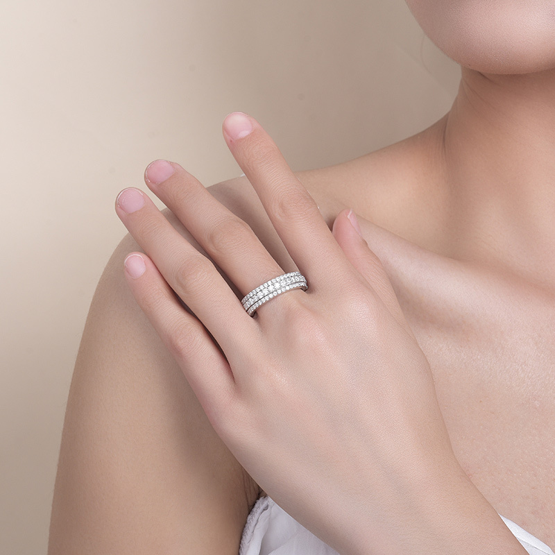 Sotiya Rotating Soothe Round Cut Moissanite Women's Wedding Ring Sterling Silver