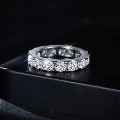 Sotiya Simple Round Cut Moissanite Eternity Ring Sterling Silver-Sotiya