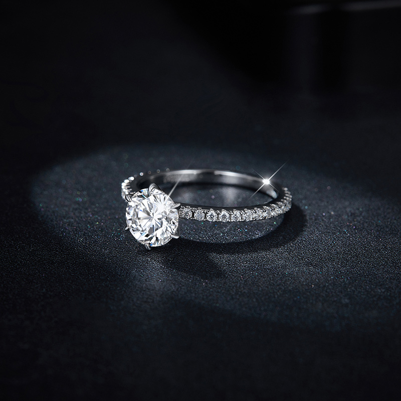 Sotiya 6 Prong Round Cut Moissanite Engagement Ring Sterling Silver-Sotiya