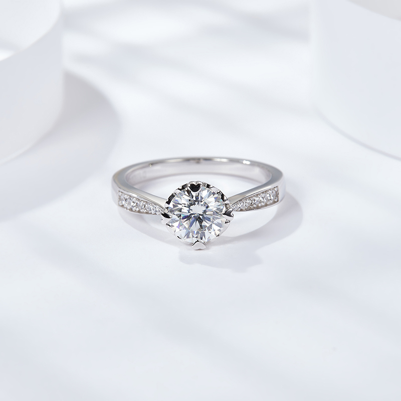 Sotiya Heart Design Round Cut Moissanite Engagement Ring Sterling Silver-Sotiya