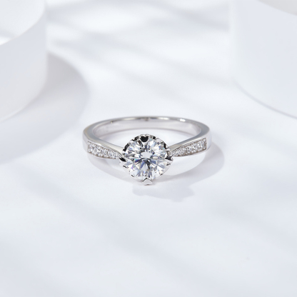 Sotiya Heart Design Round Cut Moissanite Engagement Ring Sterling Silver-Sotiya