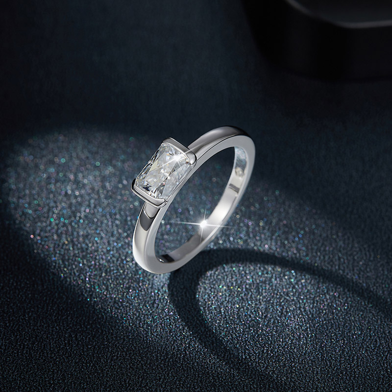 Sotiya Tension Set Radiant Cut Moissanite Engagement Ring Sterling Silver-Sotiya