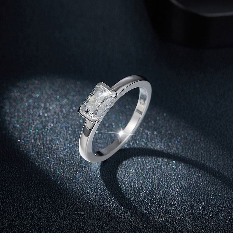 Sotiya Tension Set Radiant Cut Moissanite Engagement Ring Sterling Silver-Sotiya