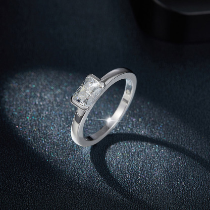 Sotiya Tension Set Radiant Cut Moissanite Engagement Ring Sterling Silver-Sotiya