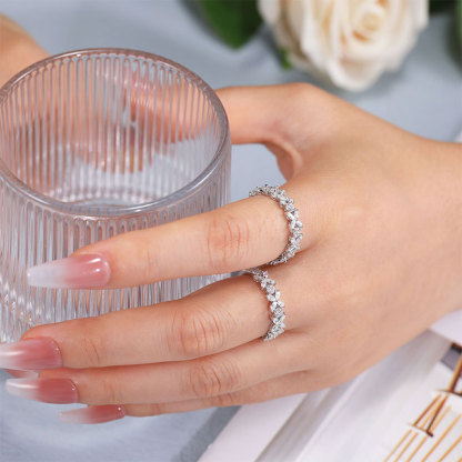 Sotiya Butterfly Design Marquise Cut Moissanite Anniversary Ring Sterling Silver-Sotiya