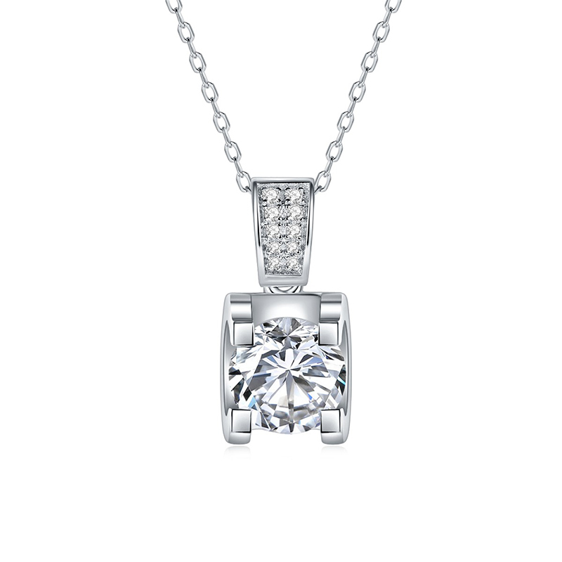 Sotiya Round Cut Moissanite Necklace Sterling Silver-Sotiya