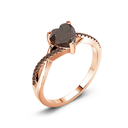 Sotiya Twist Heart Cut Coffee Engagement Ring Sterling Silver-Sotiya