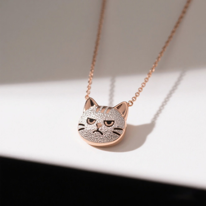 Sotiya Grumpy Cat Sandblasted Necklace-Sotiya