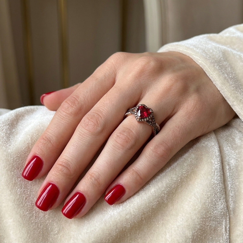 Sotiya Halo Heart Cut Coffee Twist Shank Engagement Ring Sterling Silver-Sotiya