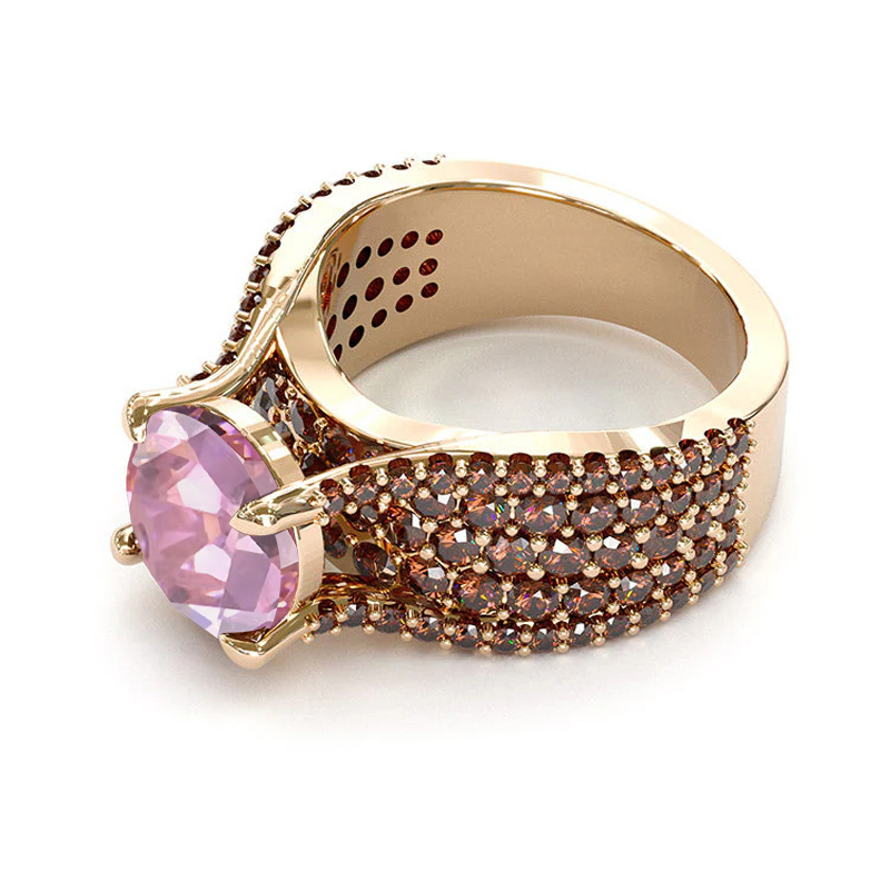 Sotiya Sidestones Round Cut Coffee Engagement Ring Sterling Silver