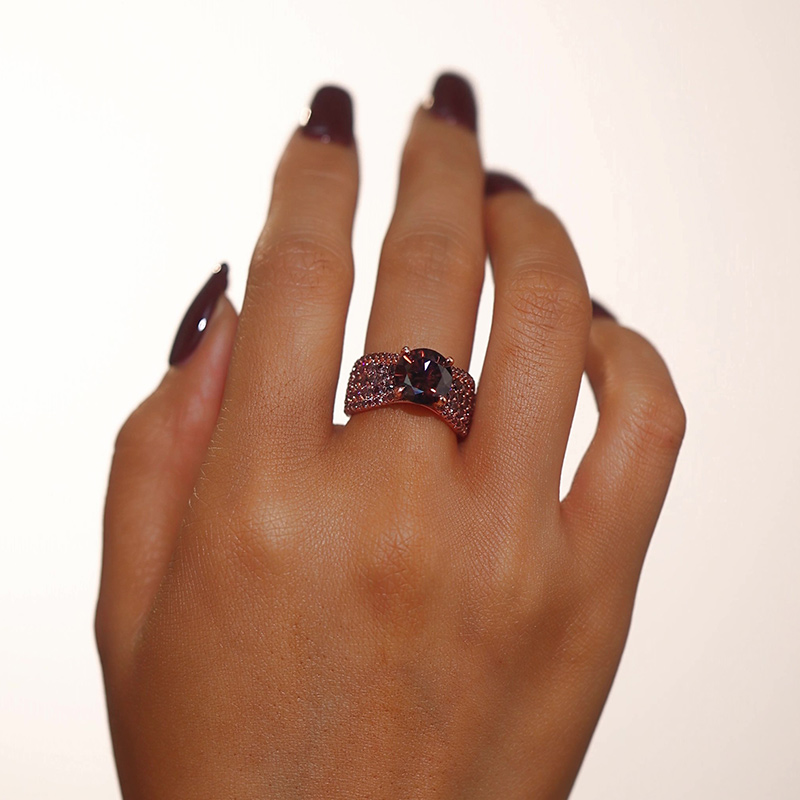 Sotiya Sidestones Round Cut Coffee Engagement Ring Sterling Silver