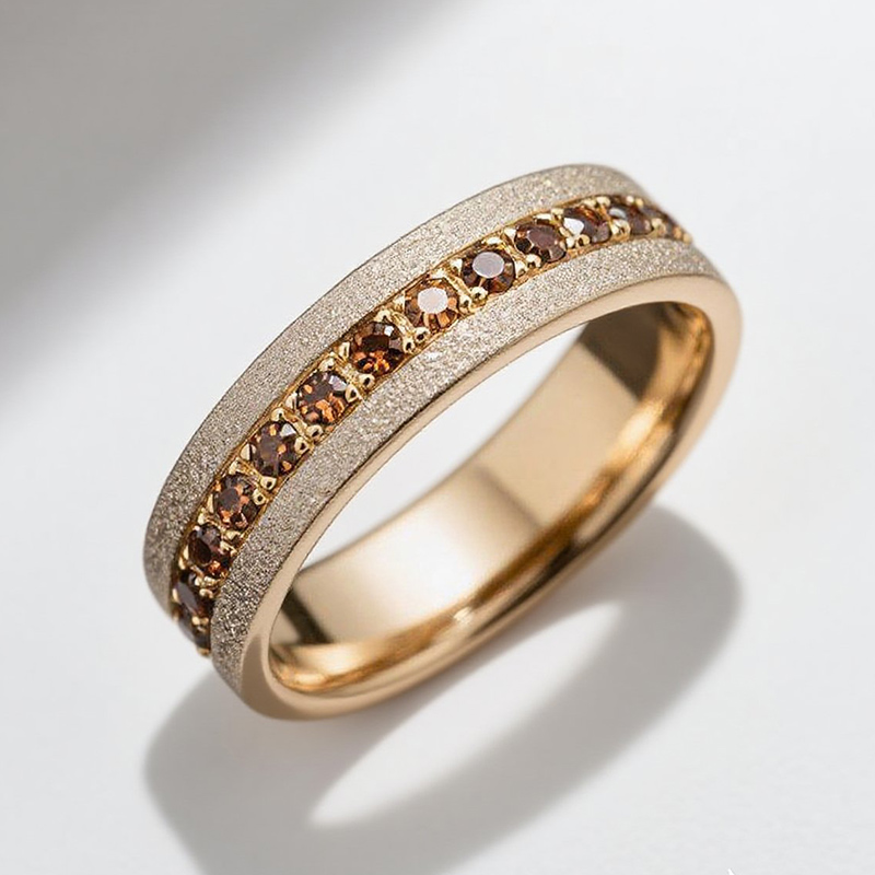 Sotiya Sandblasted Coffee Unisex Wedding Ring Eternity Band Sterling Silver-Sotiya