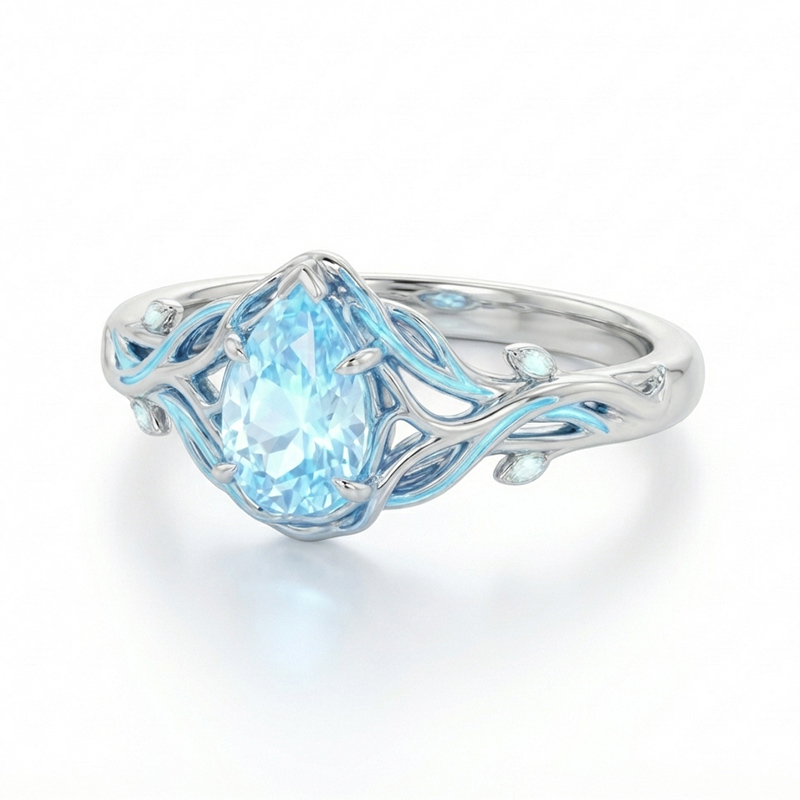 Sotiya Fluorescence Intertwined Pear Cut Engagement Ring Sterling Silver-Sotiya