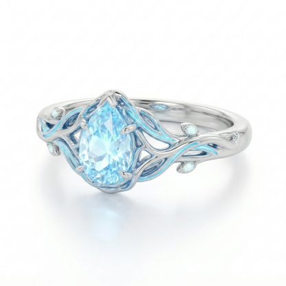 Sotiya Fluorescence Intertwined Pear Cut Engagement Ring Sterling Silver-Sotiya