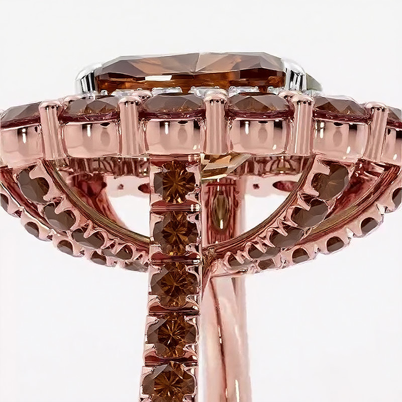 Sotiya Cathedral Double Halo Cushion Cut Coffee Engagement Ring Sterling Silver-Sotiya