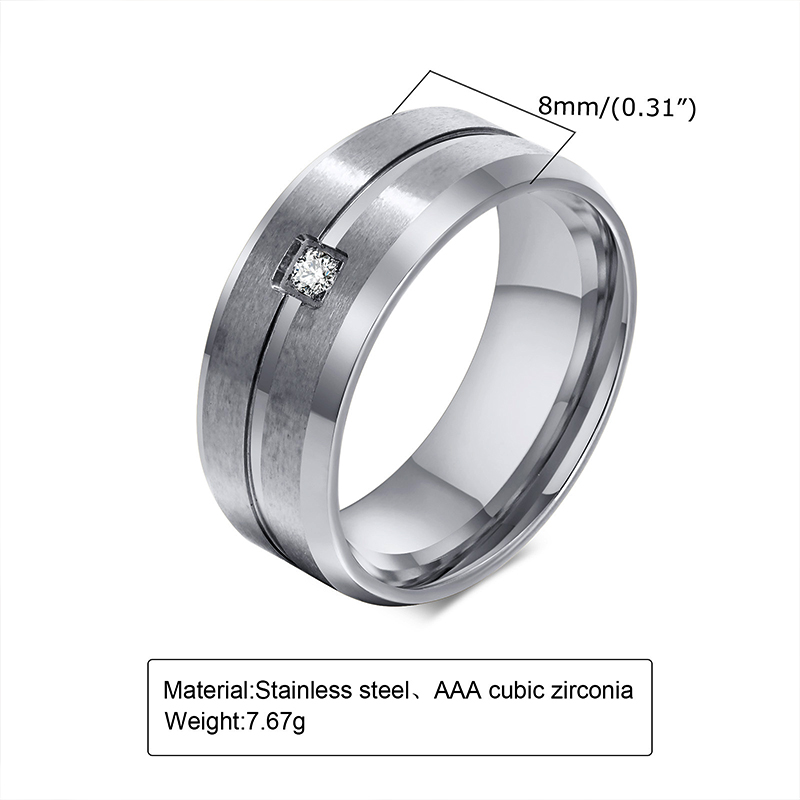 Sotiya 8mm Solitaire Men's Wedding Ring Stainless Steel-Sotiya