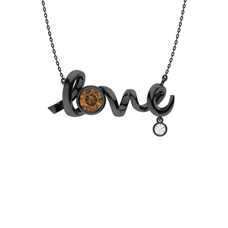 Sotiya Love Letter Round Cut Coffee Necklace Sterling Silver-Sotiya