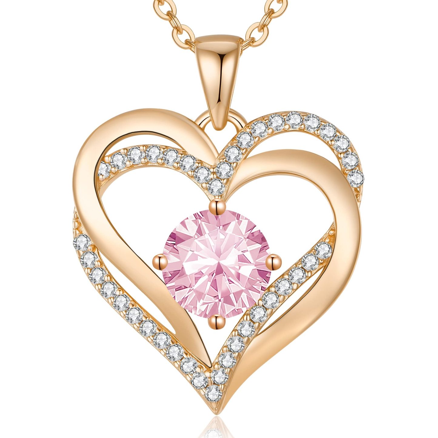 Sotiya 12 Birthstones Intertwined Heart Round Cut Necklace Sterling Silver-Sotiya