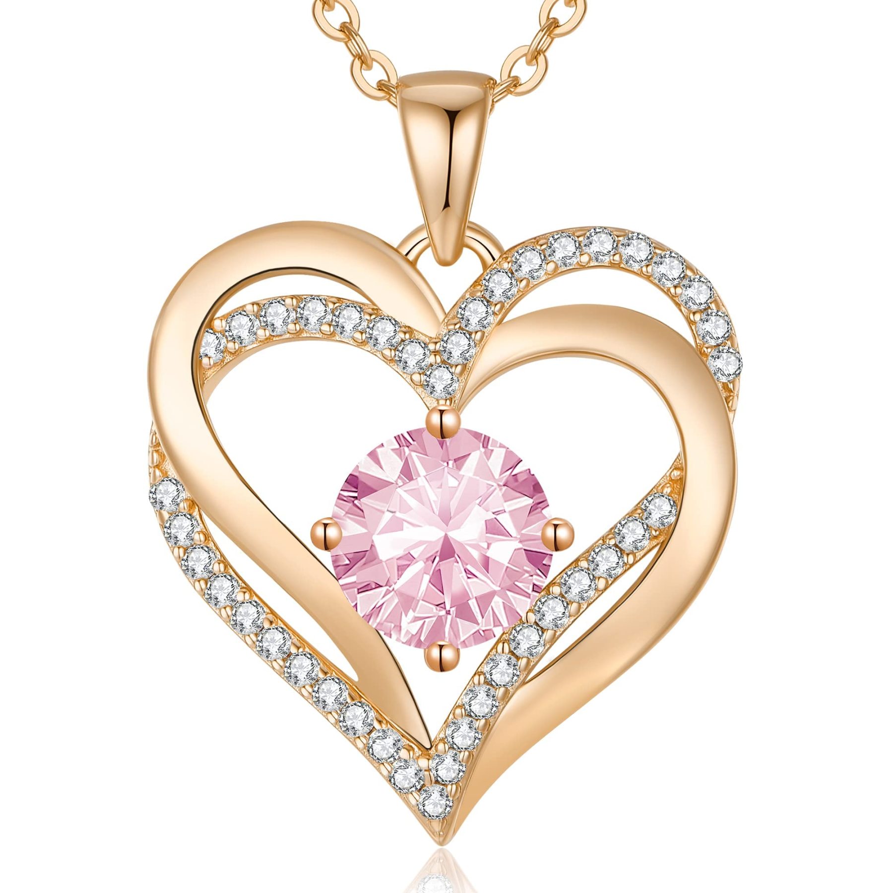 Sotiya 12 Birthstones Intertwined Heart Round Cut Necklace Sterling Silver-Sotiya