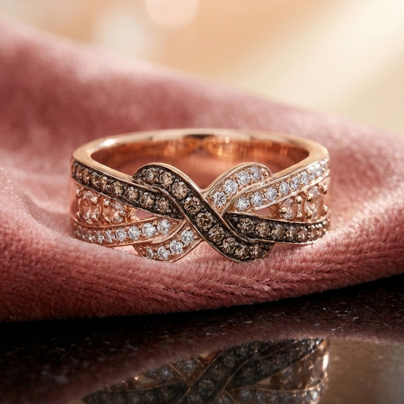 Sotiya Intertwined Infinity and Cross Knot Coffee Women's Wedding Ring Band Sterling Silver-Sotiya