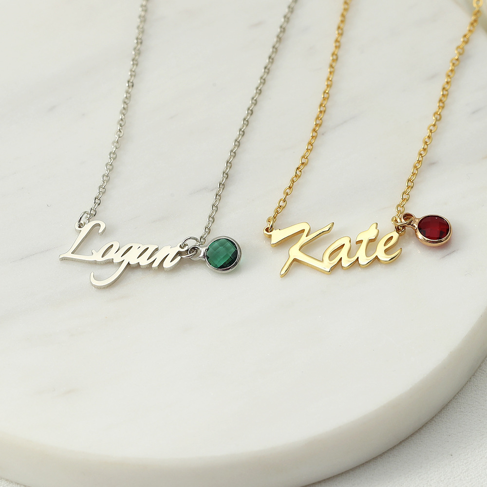 Sotiya Custom Name Birthstone Personalized Necklace Sterling Silver-Sotiya
