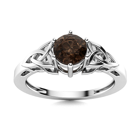 Sotiya Celtic Knot Solitaire Coffee Round Cut Engagement Ring Sterling Silver-Sotiya