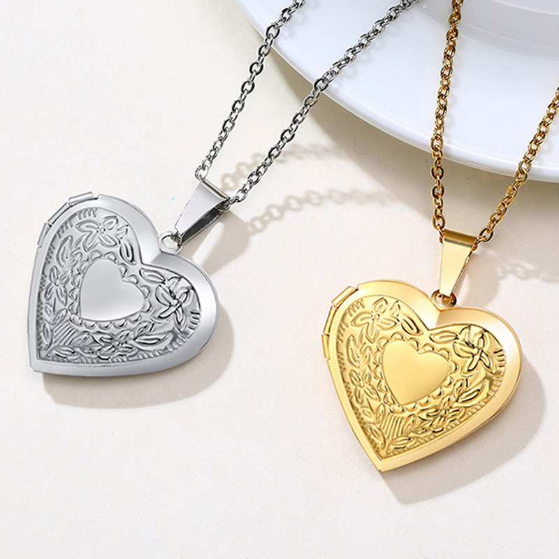 Sotiya Personalized Photo Heart-shaped Locket Necklace Stainless Steel-Sotiya