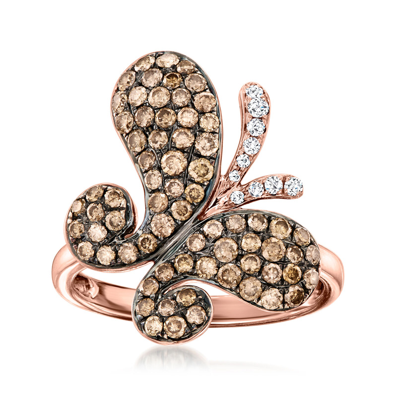 Sotiya Butterfly Round Cut Coffee Cocktail Ring Sterling Silver-Sotiya