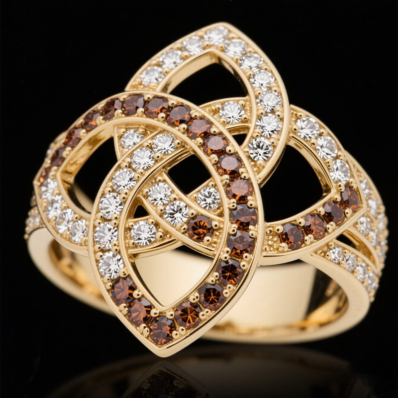 Sotiya Celtic Knot Coffee Cocktail Ring Sterling Silver-Sotiya