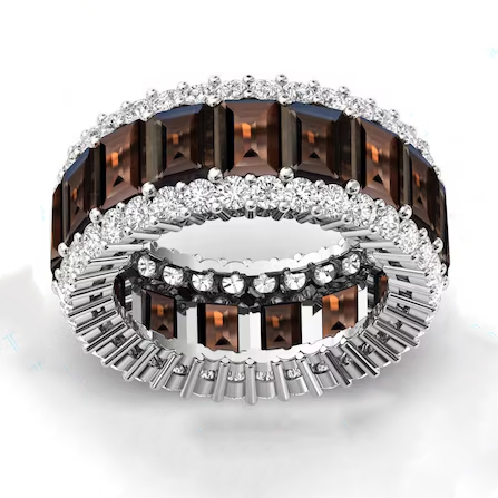 Sotiya Chocolate Emerald Cut Eternity Ring Sterling Silver-Sotiya