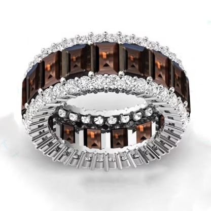 Sotiya Chocolate Emerald Cut Eternity Ring Sterling Silver-Sotiya