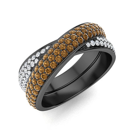 Sotiya Cross Round Cut Coffee Women's Wedding Ring Sterling Silver-Sotiya