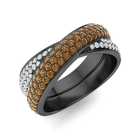 Sotiya Cross Round Cut Coffee Women's Wedding Ring Sterling Silver-Sotiya