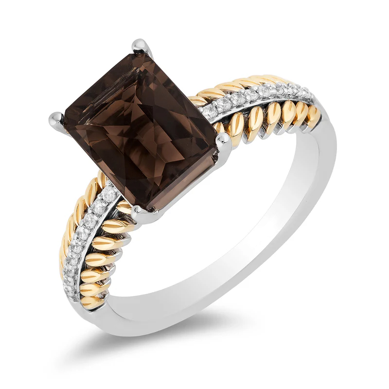 Sotiya Best Buds Feather Shank Radiant Cut Coffee Engagement Ring Sterling Silver-Sotiya