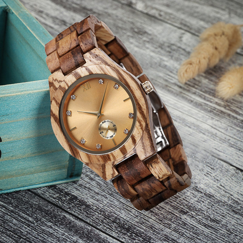 Sotiya Vintage Zebrawood Sandalwood Quartz Coffee Wooden Watch-Sotiya