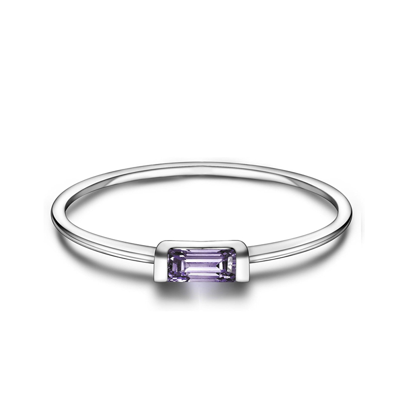 Sotiya 12 Birthstones Emerald Cut Stackable Ring Sterling Silver-Sotiya