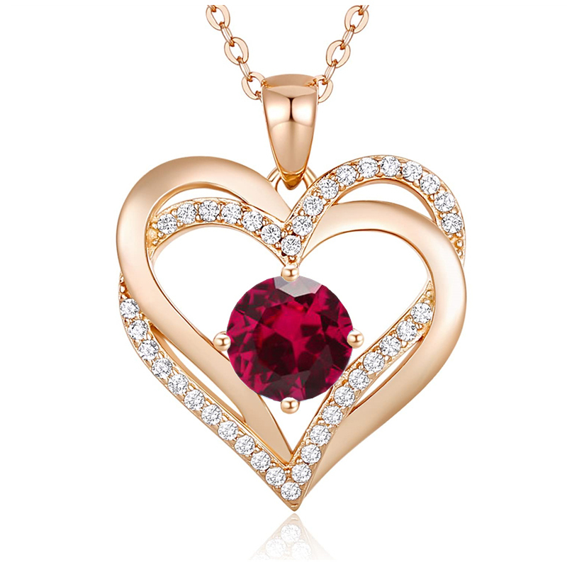 Sotiya 12 Birthstones Intertwined Heart Round Cut Necklace Sterling Silver-Sotiya