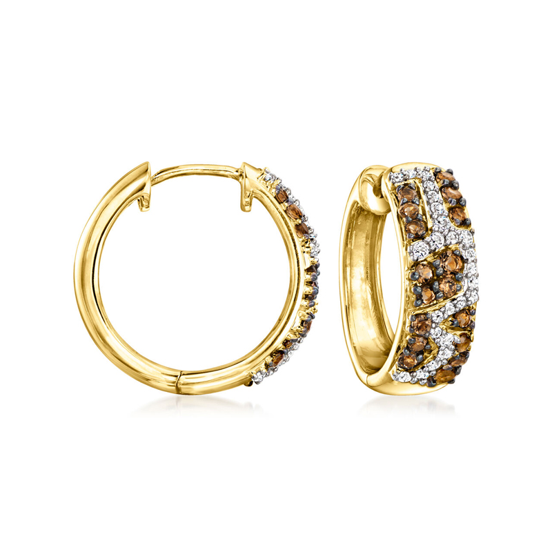 Sotiya Giraffe-Print Coffee Hoop Earrings Sterling Silver-Sotiya