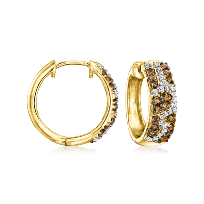 Sotiya Giraffe-Print Coffee Hoop Earrings Sterling Silver-Sotiya