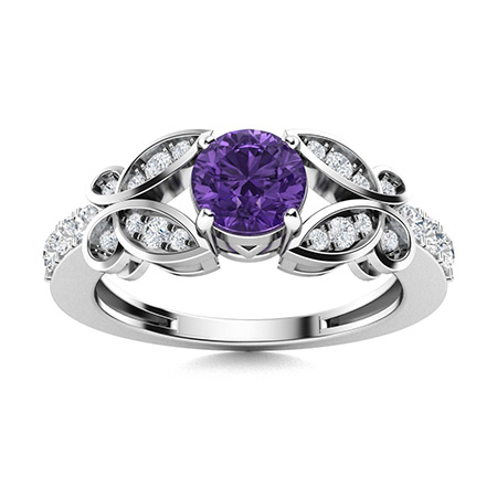 Sotiya Customizable 12 Birthstone Butterfly Round Cut Engagement Ring Sterling Silver