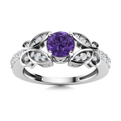 Sotiya Customizable 12 Birthstone Butterfly Round Cut Engagement Ring Sterling Silver