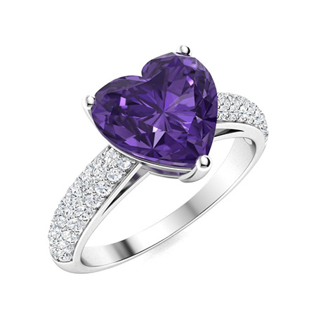 Sotiya Customizable 12 Birthstone Curved Pave Heart-Cut London Blue Topaz Engagement Ring Sterling Silver-Sotiya