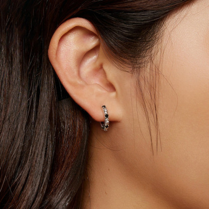 Sotiya Embossed Iris Hoop Earrings Sterling Silver-Sotiya