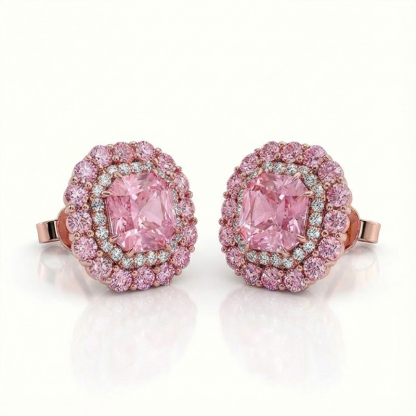 Sotiya Double Halo Amethyst Purple Asscher Cut Stud Earrings Sterling Silver-Sotiya