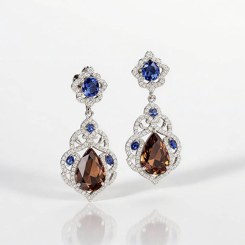 Sotiya Artist Collection Famous Painting Starry Night Vintage Pear Cut Chocolate Drop Earrings Sterling Silver-Sotiya