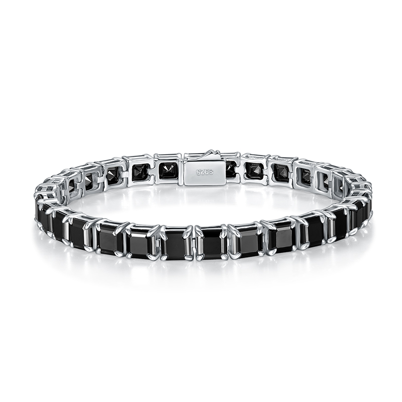 Sotiya Black Princess Cut Moissanite Tennis Bracelet Sterling Silver-Sotiya